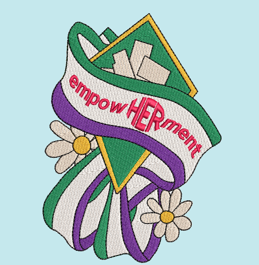 Empowering Others logo: The Colours of the Suffragettes sash, Womens Movement 1908